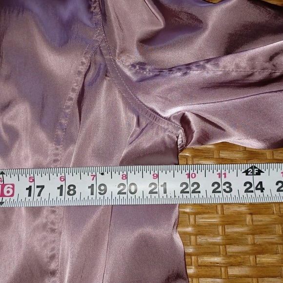 M Monogram Lavender Satin Car Coat Interior Floral Embroidery Mauve Trench L - Picture 4 of 16